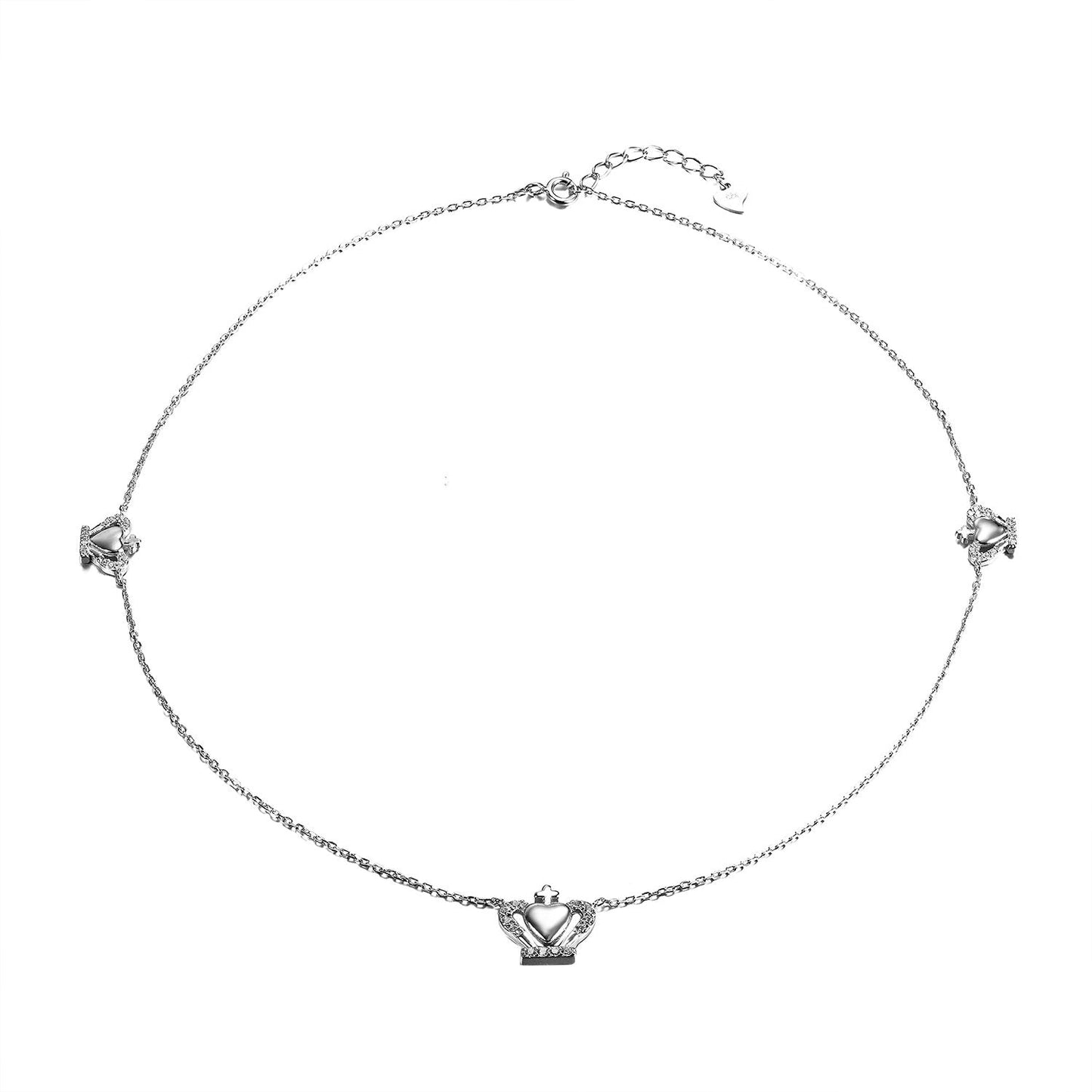 Halyn Heart Crown 925 Sterling Silver Necklace | SilverWorks