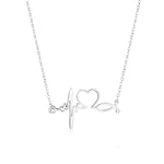 Hestia Pulse,  Heart and Fish Silver Necklace with Rolo Chain