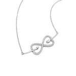 Hesper Heart Infinity and Arrow Silver Necklace with Zirconia Stones and Rolo Chain