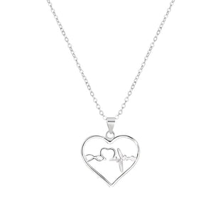 
                
                    Load image into Gallery viewer, Henia Infinity,  Heart and Pulse in Open Heart with Rolo Chain 925 Sterling Silver Necklace Philippines | Silverworks
                
            