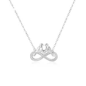 Hatty Infinity,  Love Birds and Heartwith Zircona Stones and Rolo Chain 925 Sterling Silver Necklace  Philippines | Silverworks