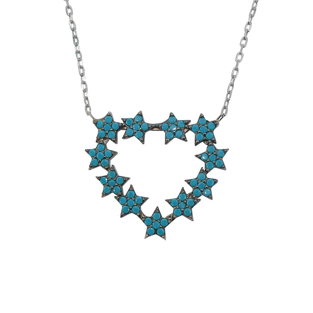 Olivia Open Heart Turquoise 925 Sterling Silver Pendant Necklace | SilverWorks