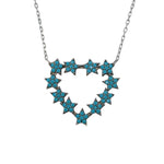 Hinda Open Heart Turquoise Silver Necklace For Women
