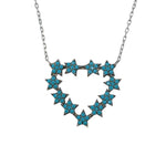 Hinda Open Heart Turquoise Silver Necklace For Women