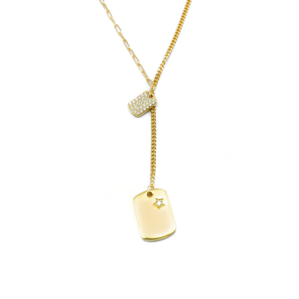 Edlin Double Dog Tag 925 Sterling Silver Lariat Necklace | SilverWorks
