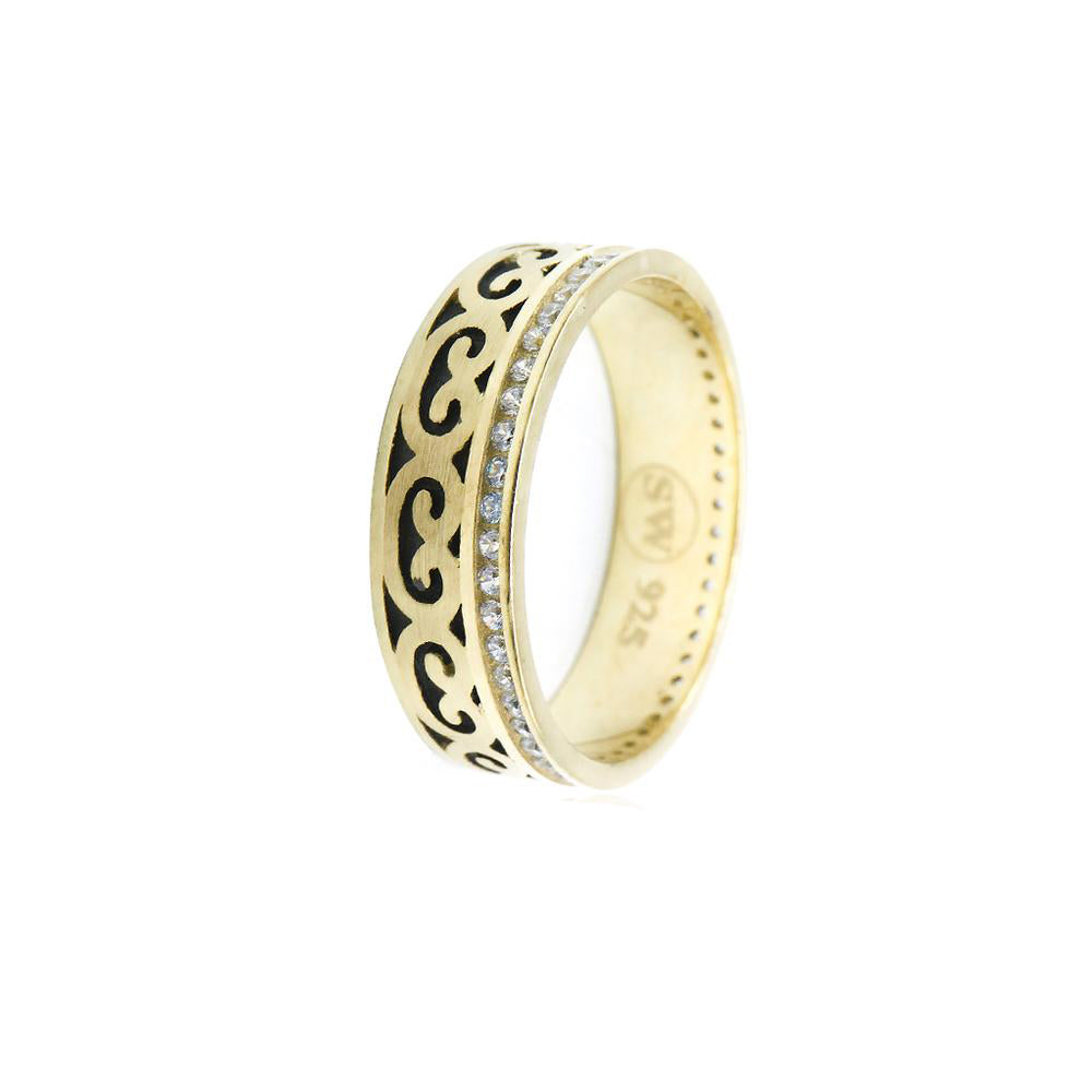 Irish Gold Plated Celtic Design Ring with Cubic Zirconia