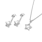 Sabine Star Silver Earrings and Necklace Set with Cubic Zirconia