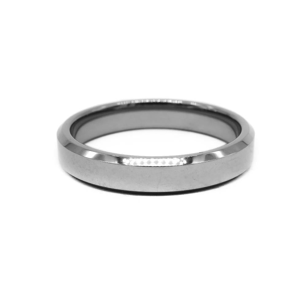Matte Flat with Beveled Edges Silver Tungsten Ring | Silverworks