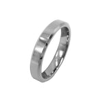 Matte Flat Silver Tungsten Ring with Beveled Edges