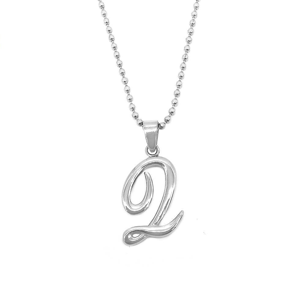 Letter Pendant in 24 Balls Chain Stainless Steel Hypoallergenic Necklace Philippines | Silverworks