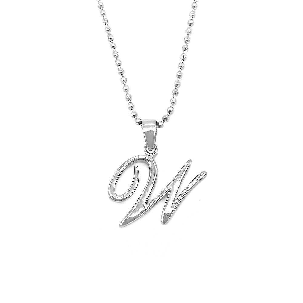 
                
                    Load image into Gallery viewer, Letter Pendant in 24 Balls Chain Stainless Steel Hypoallergenic Necklace Philippines | Silverworks
                
            