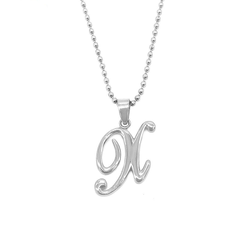
                
                    Load image into Gallery viewer, Letter Pendant in 24 Balls Chain Stainless Steel Hypoallergenic Necklace Philippines | Silverworks
                
            