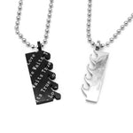 True Love Waits Rectangular Couple Necklace