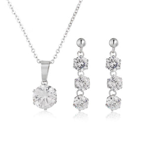 Zircon Drop Earrings and Necklace Set Stainless Steel Hypoallergenic Jewelry Set Philippines | Silverworks