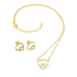 Double Open Heart Earrings and Necklace Set