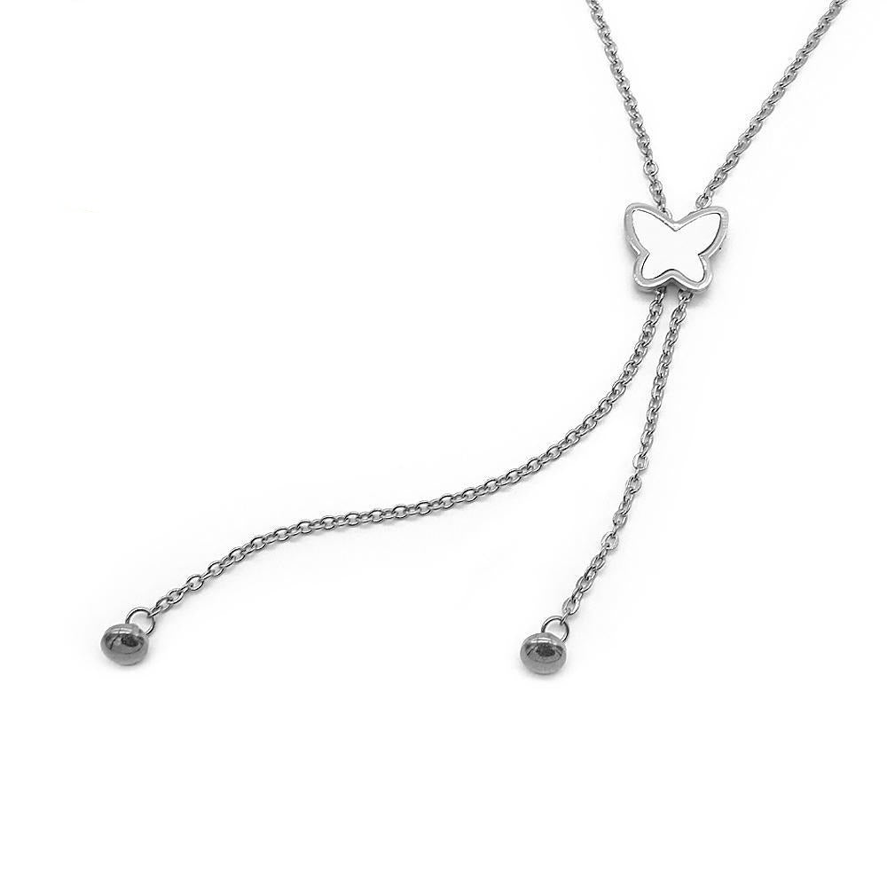 Seb Butterfly with Pearl Stainless Steel Necklace | SilverWorks