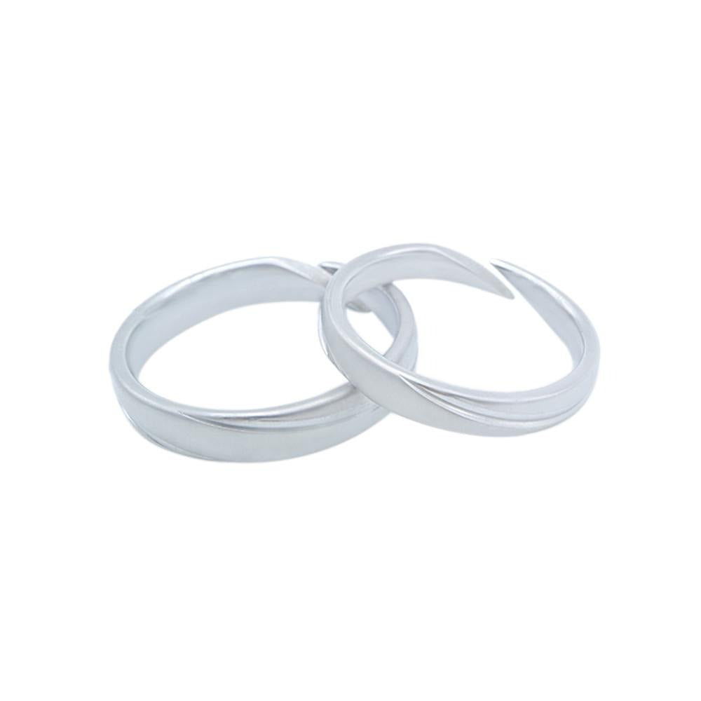 Serenity Spiral Sandblasted Stainless Steel Couple Band Ring | SilverWorks