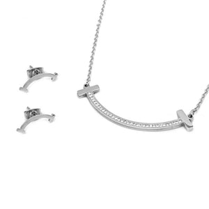 Curved Design Earrings and Necklace Set Stainless Steel Hypoallergenic Jewelry Set Philippines | Silverworks