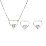 Heart with Stone Earrings and Necklace Set