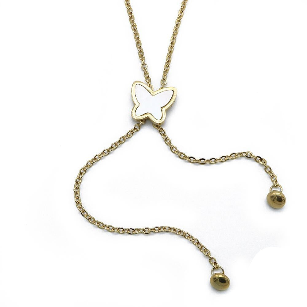 Seb Butterfly with Pearl Stainless Steel Necklace | SilverWorks