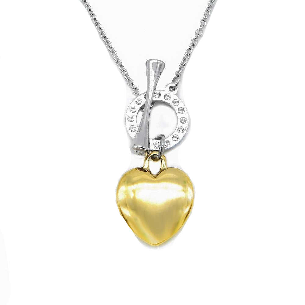 Giselle Gold Puff Heart Stainless Steel Pendant Necklace | SilverWorks