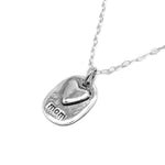 Mom Tag Pendant in Thin Oval Chain Necklace