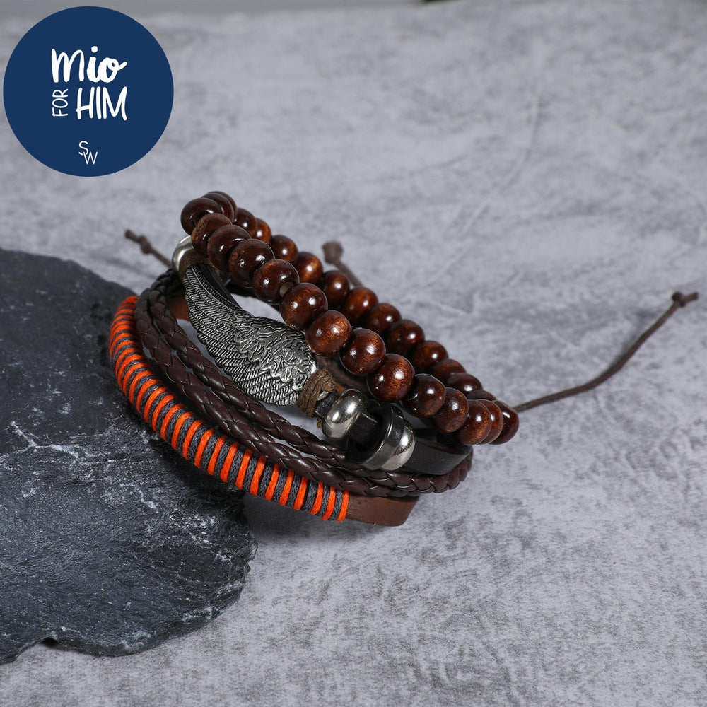 
                      
                        Wilson Wing Multilayered Leatherette Stainless Steel Bracelet | SilverWorks
                      
                    