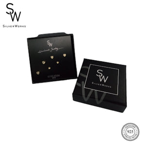 Safira Silver  Dainty Heart Stud Earrings Set -  Gold