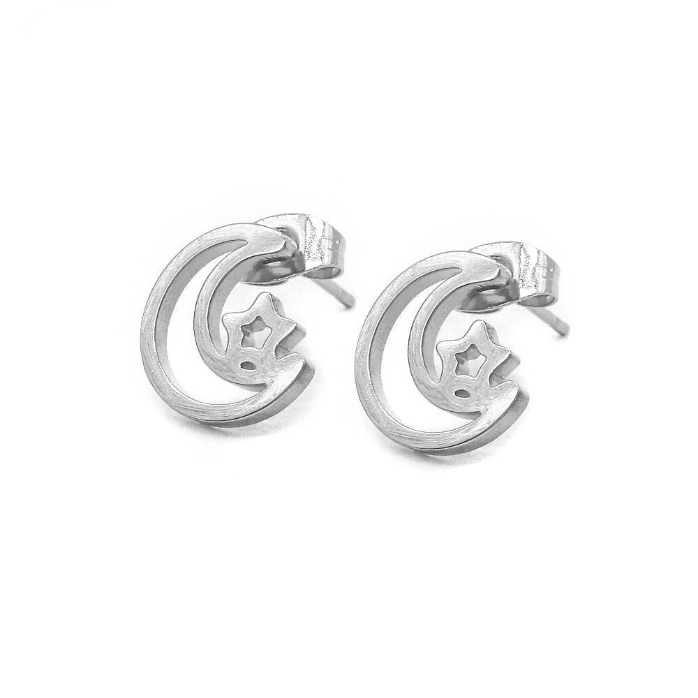 
                      
                        Ophelia Open Moon and Small Star Stainless Steel Jewelry Set | SilverWorks
                      
                    