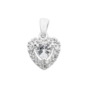 Small Heart Shaped Zirconia in Cubic Zirconia Heart Frame 925 Sterling Silver Pendant Philippines | Silverworks