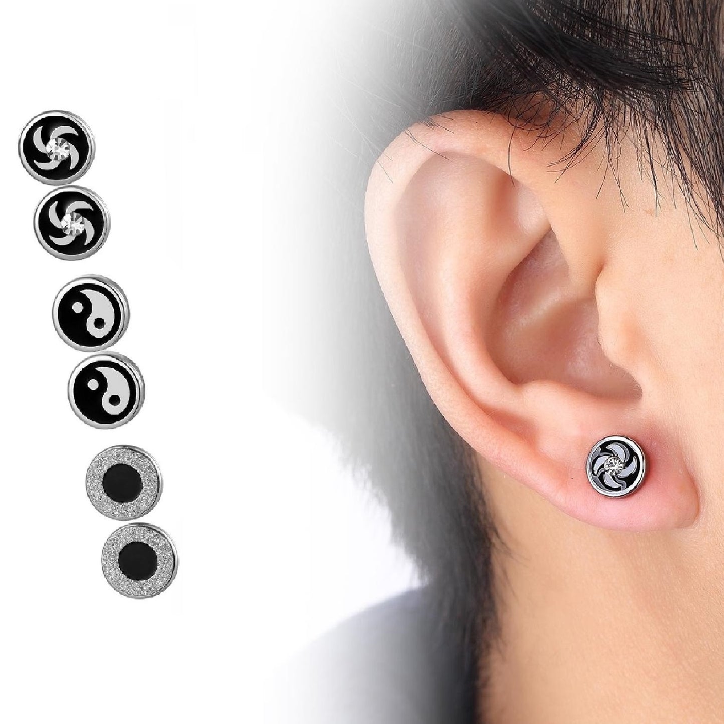 Remi Round Stainless Steel Stud Earrings Set SilverWorks