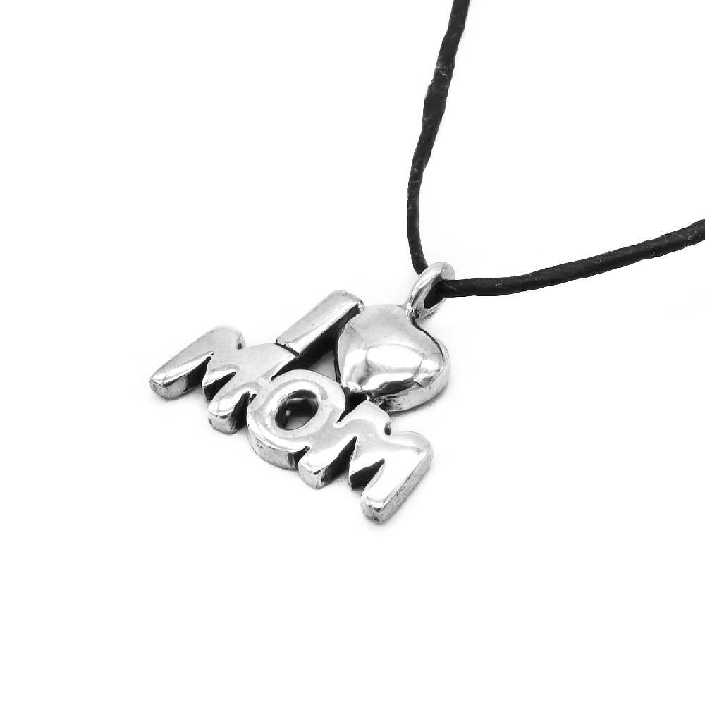 Hazen "I Love Mom" Cut Out 925 Sterling Silver Necklace Pendant Necklace | SilverWorks