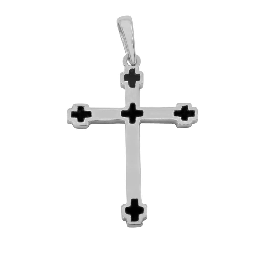 
                
                    Load image into Gallery viewer, Annabella Cross with Black Small Enamel Cross 925 Sterling Silver Charms and Pendant Philippines | Silverworks
                
            