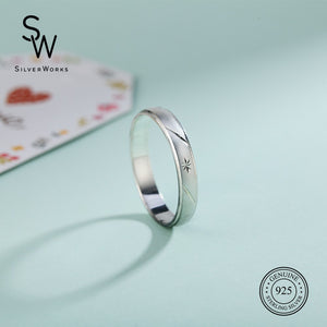 Silverworks R4381 Sandblasted with Slant and Asterisk Band Ring