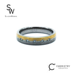 Silverworks Two-Tone Tungsten Ring with 5 Small Diamond - Chemistry Tungsten Collection T76