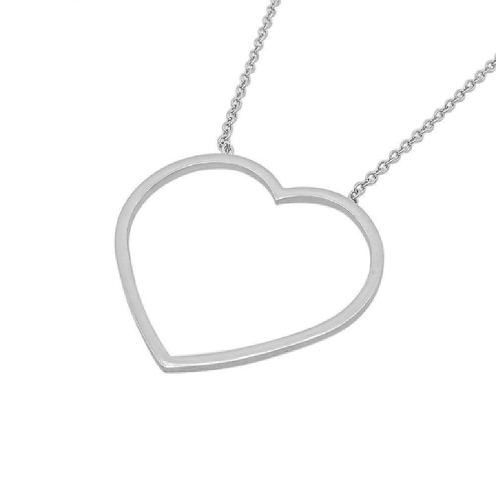 Shir Thin Open Heart Stainless Steel Pendant Necklace | SilverWorks