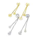 Gold Crown/Steel Peace Friendship Earrings