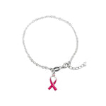 Dainty Rolo Chain Bracelet with Pink Enamel Ribbon