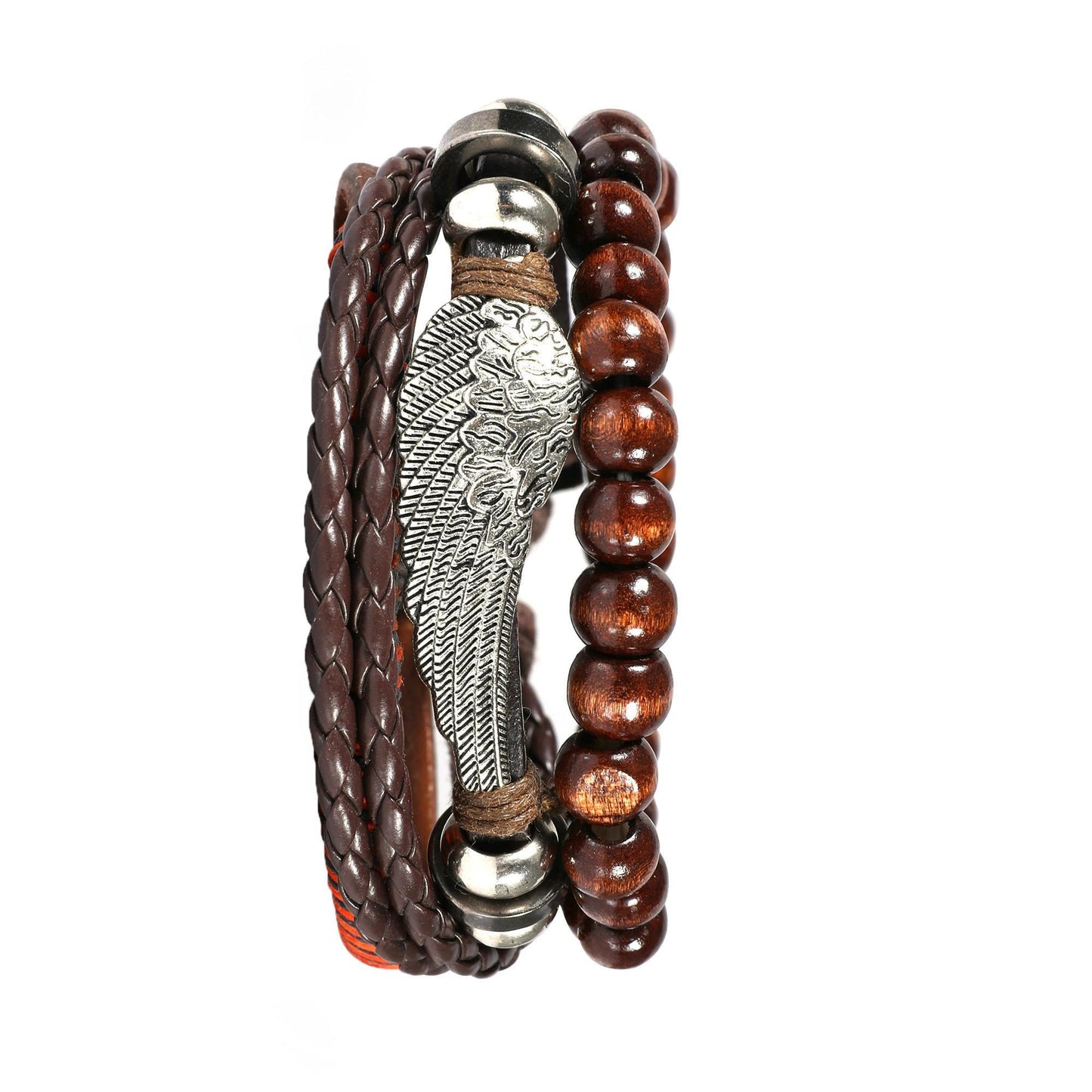 Wilson Wing Multilayered Leatherette Stainless Steel Bracelet | SilverWorks