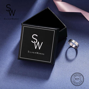 Silverworks Sandblasted Ring with 3 Rail Design R5448