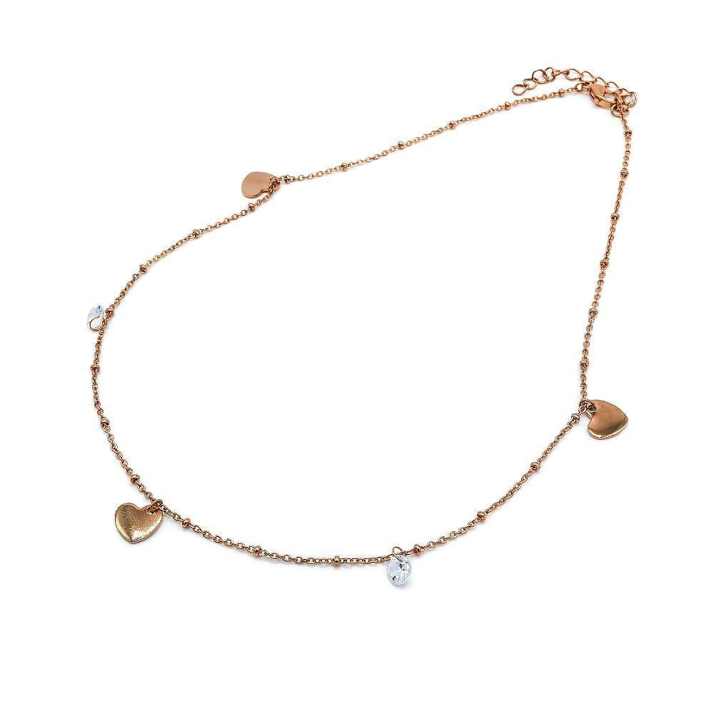 Finty Hearts & Stones Stainless Steel Charm Necklace | SilverWorks