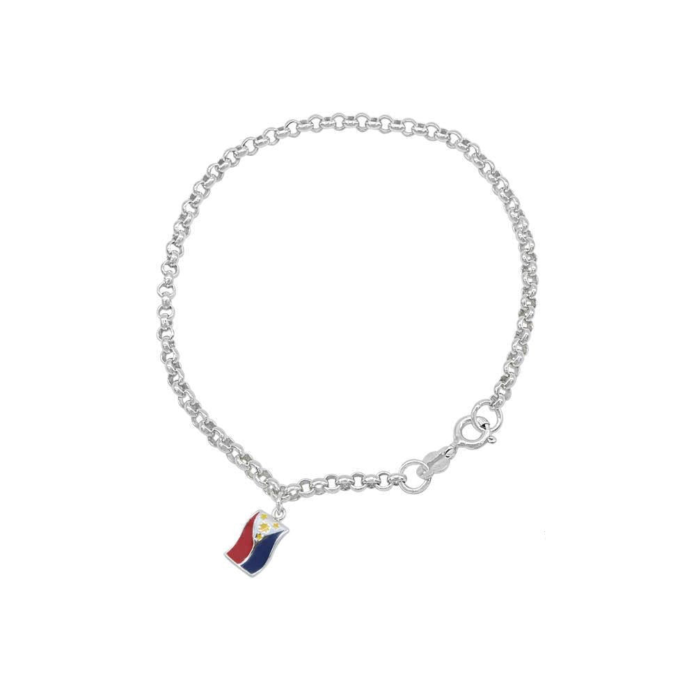 Rolo Chain with Philippine Flag 925 Sterling Silver Charm Philippines | Silverworks