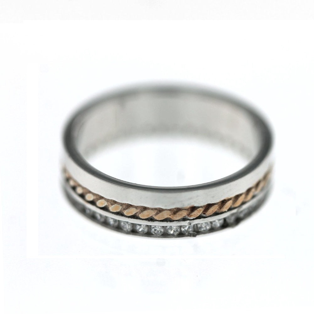 Ciara Two Tone 925 Sterling Silver Wedding Band Ring | SilverWorks