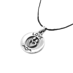 Mother and Child with Love Mom Pendant in Hemp 925 Sterling Silver Necklace Philippines | Silverworks