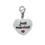 Heart Charm with Engraved "Just Married"