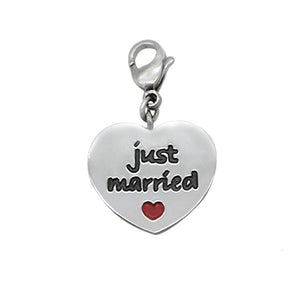 Heart with Engraved "Just Married" Stainless Steel Hypoallergenic Charm Philippines | Silverworks