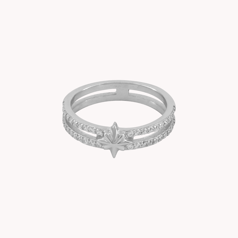 Ilysa Starburst 2-Layer Silver Ring For Women