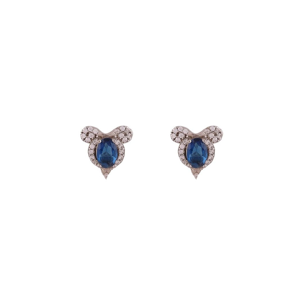 Mia Blue Sapphire Silver Stud Earrings For Women