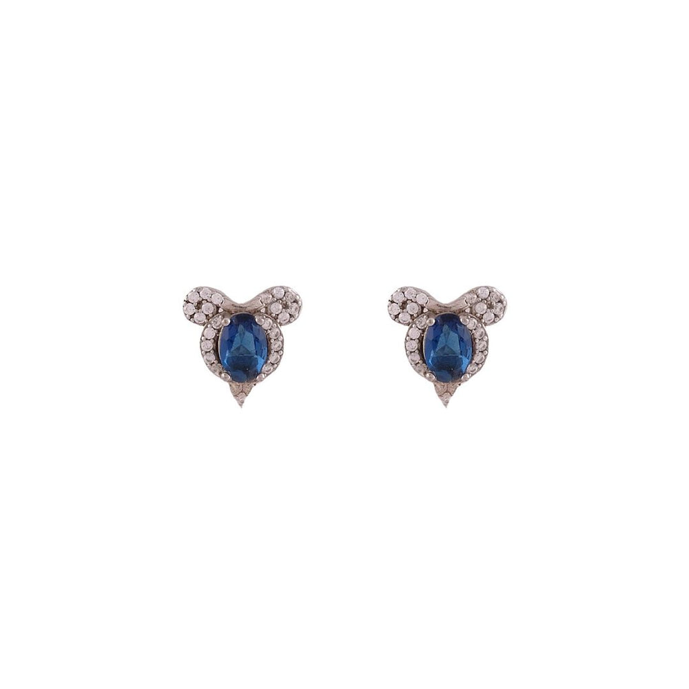 Mia Blue Sapphire Silver Stud Earrings For Women