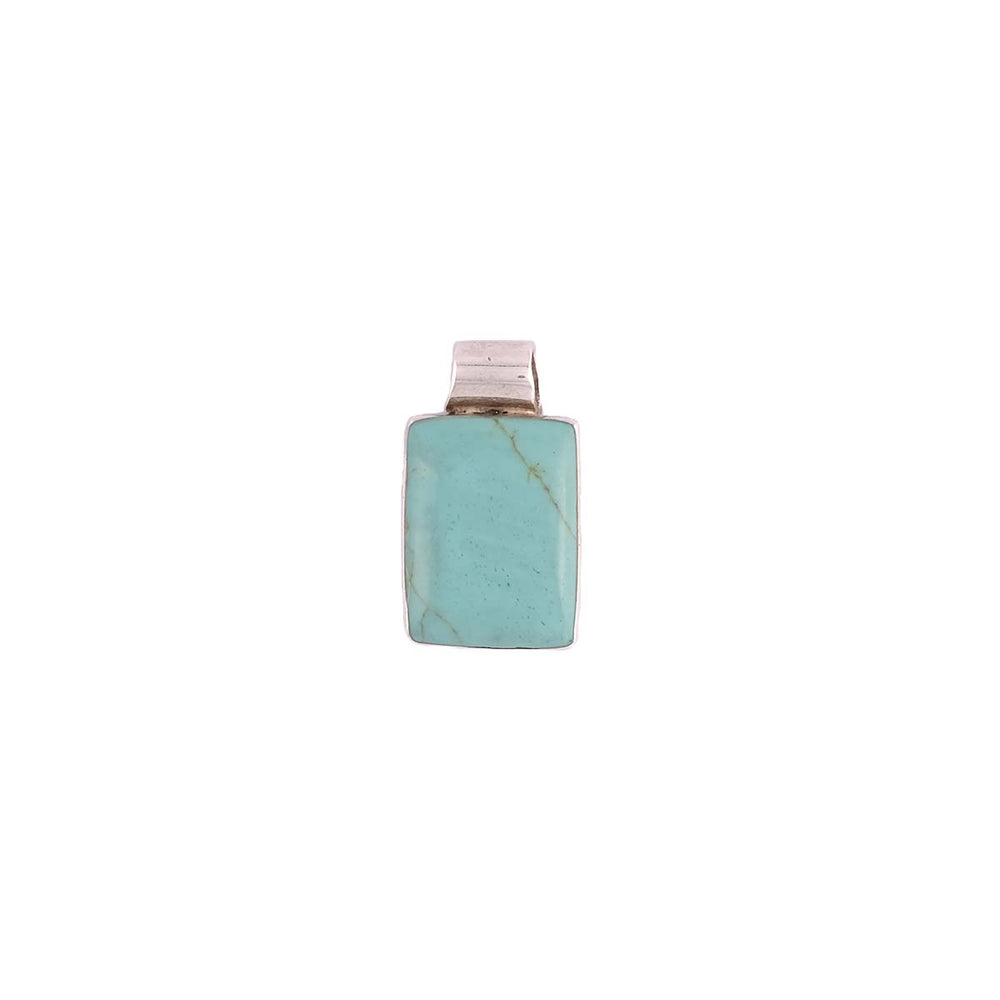 Square Turquoise Silver Pendant For Women